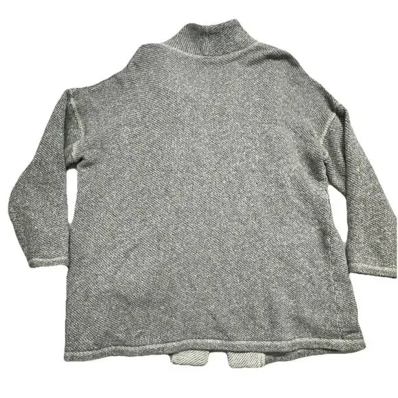 Eileen Fisher Size M Grey Heather Organic Cotton Terry Shawl Collar Jacket - Picture 8 of 8